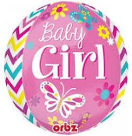 16" Beautiful Baby Girl Orbz Helium Foil Balloon