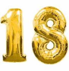 34" Gold Number 18 Helium Foil Balloon